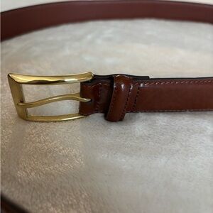 Jos. A. Bank Tan Leather Belt with Gold Buckle